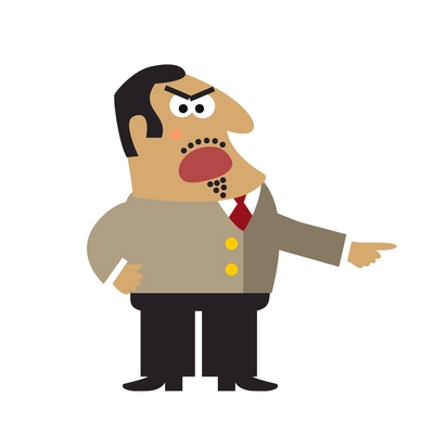 Boss emotions poses composition with cartoon style character of angry ceo vector illustration