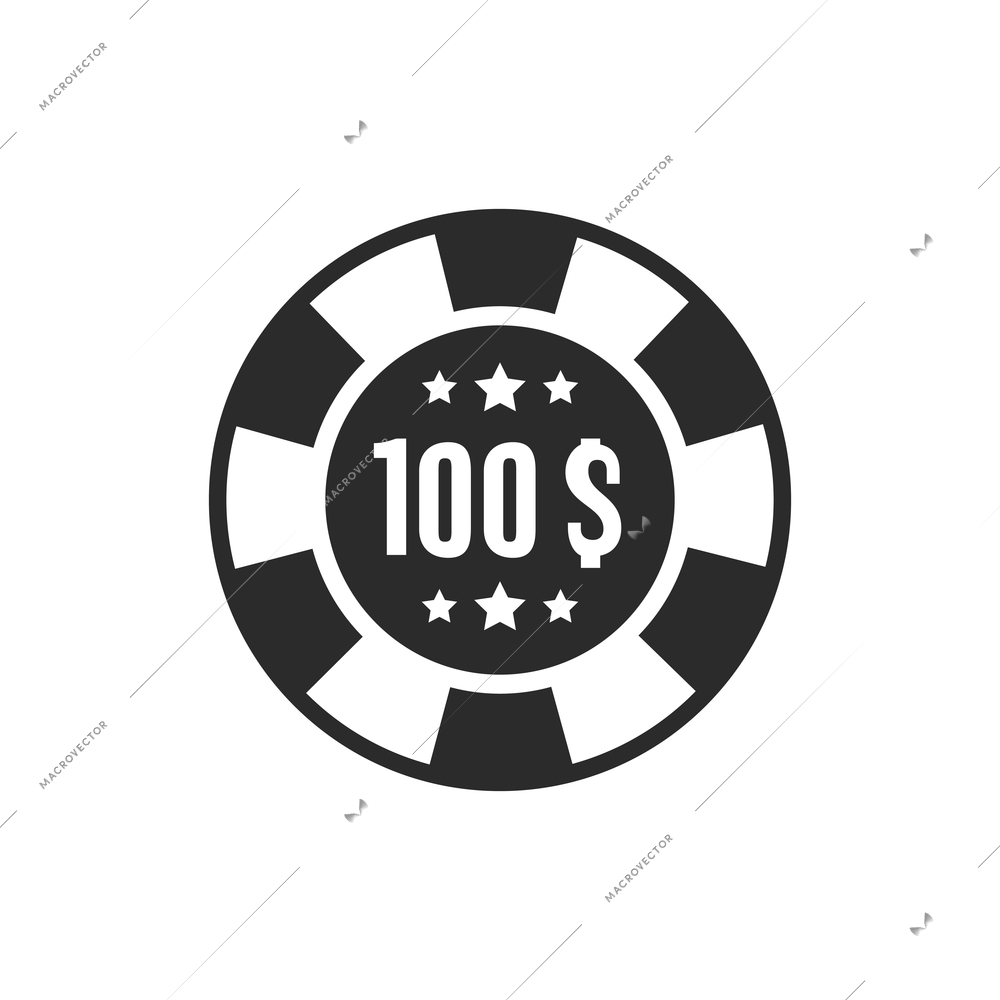 Casino icons composition with isolated monochrome flat image of chip vector illustration