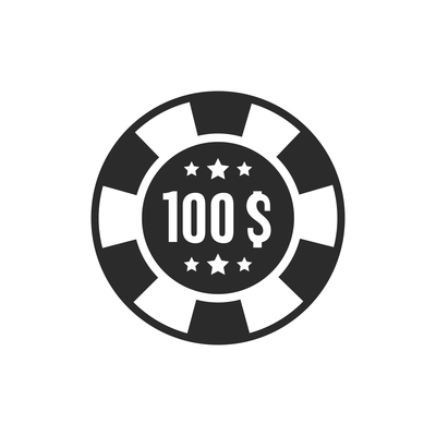 Casino icons composition with isolated monochrome flat image of chip vector illustration