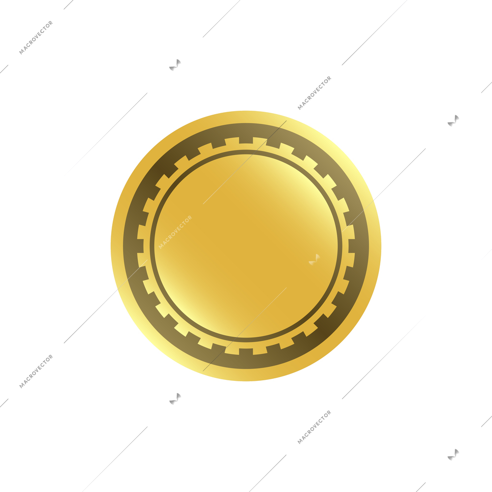 Coin composition with isolated icon of golden coin on blank background vector illustration