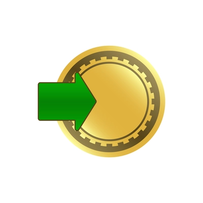 Coin composition with isolated icon of golden coin on blank background vector illustration