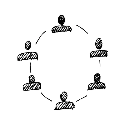 Doodle diagrams composition with monochrome chalk board hand drawn style web chart isolated vector illustration