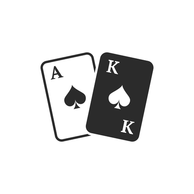 Casino icons composition with isolated monochrome flat image of two cards vector illustration