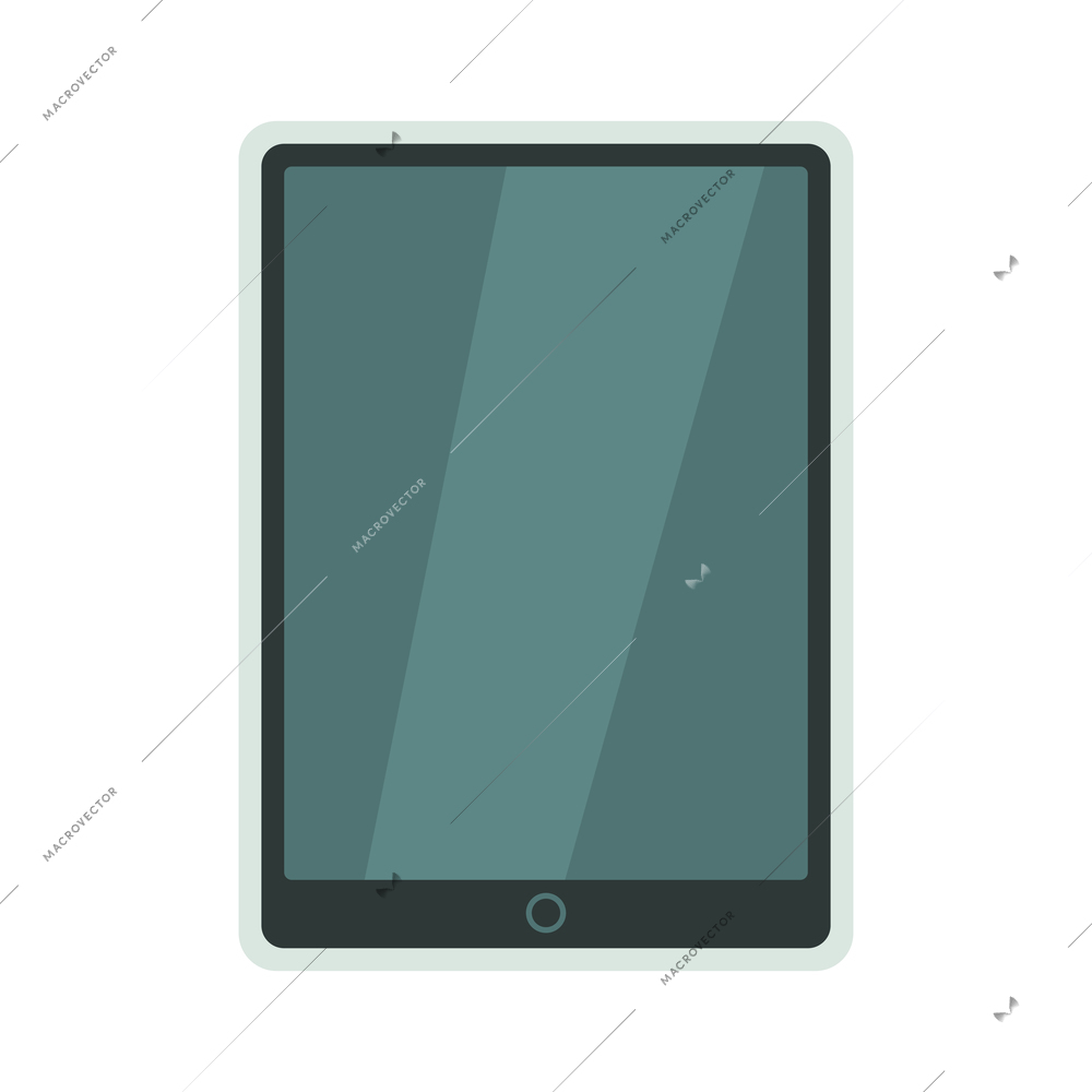 Top view on office workplace composition with isolated image of tablet on blank background vector illustration