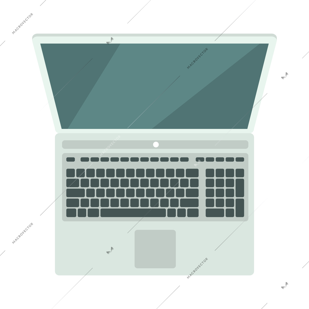 Top view on office workplace composition with isolated image of laptop on blank background vector illustration