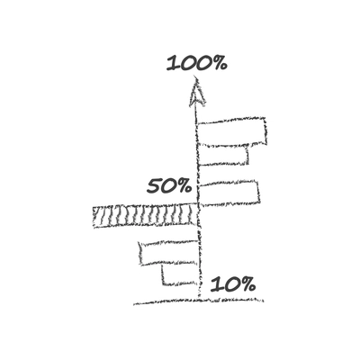 Hand drawn chalk diagrams composition with monochrome image of graph chart vector illustration