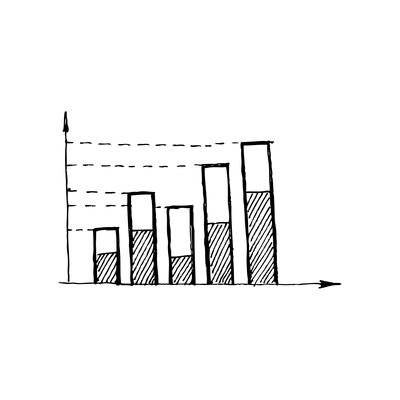 Doodle diagrams composition with monochrome chalk board hand drawn style web chart isolated vector illustration