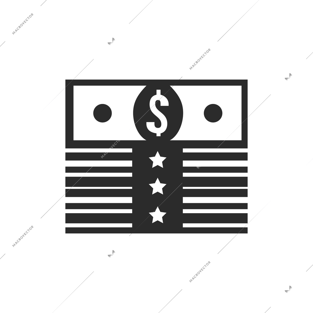 Casino icons composition with isolated monochrome flat image of cash stack vector illustration