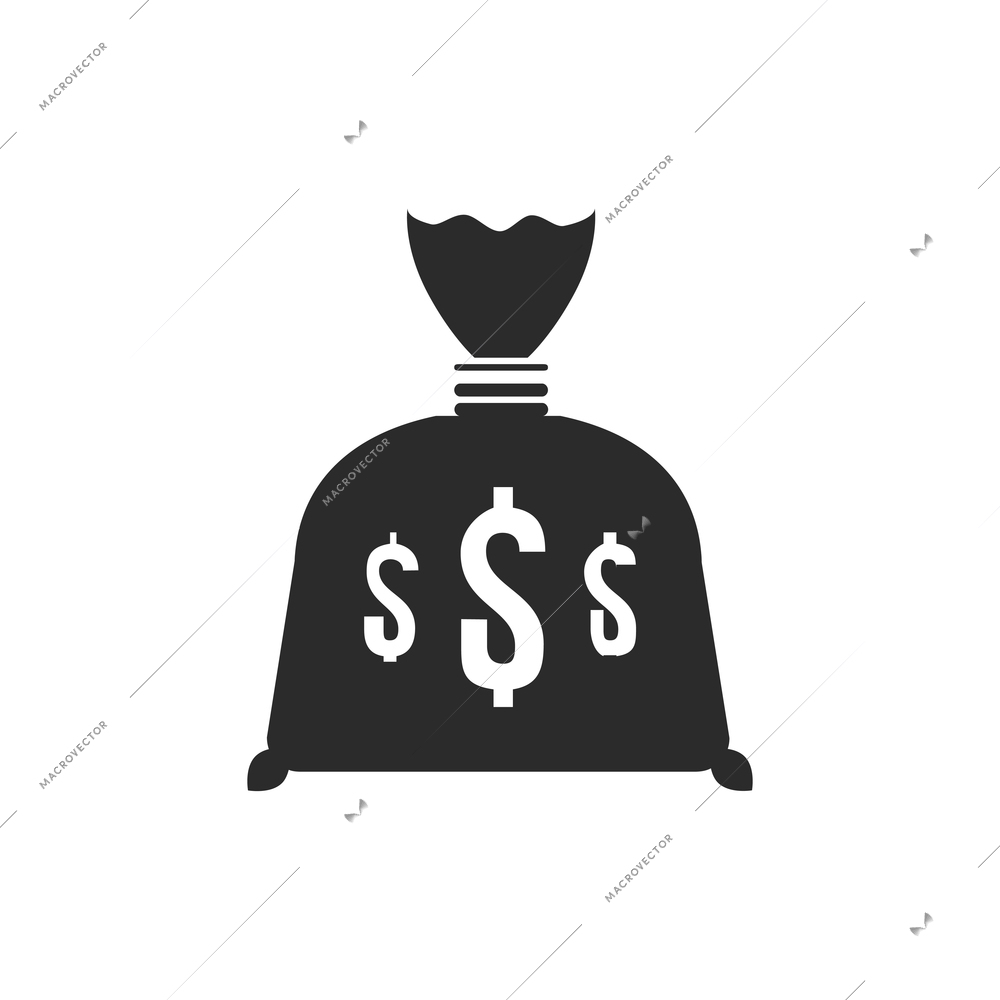 Casino icons composition with isolated monochrome flat image of money sack vector illustration