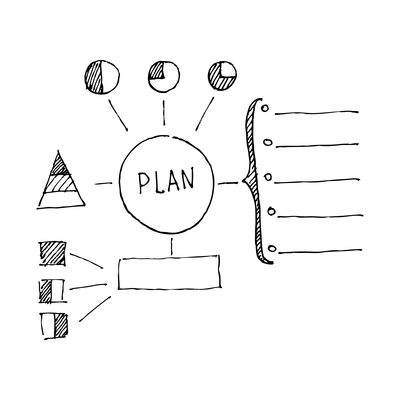 Doodle diagrams composition with monochrome chalk board hand drawn style web chart isolated vector illustration