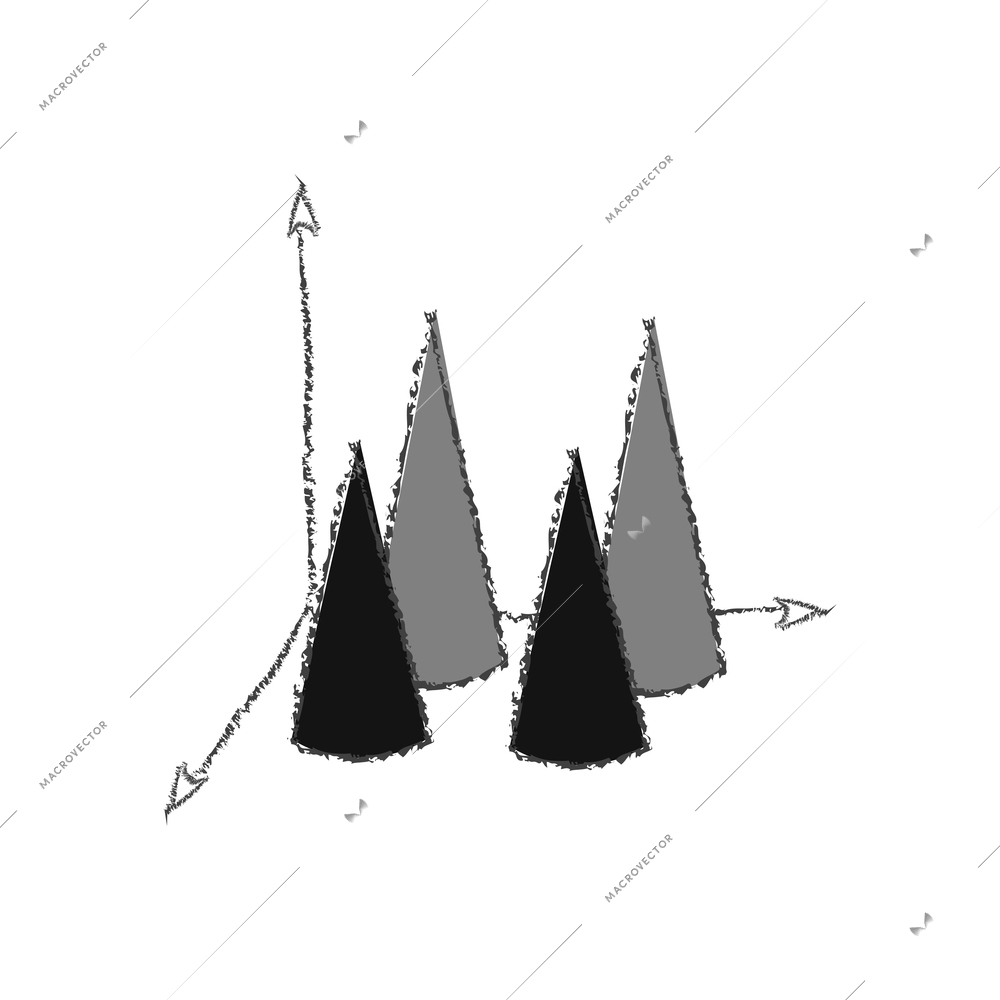 Hand drawn chalk diagrams composition with monochrome image of graph chart vector illustration