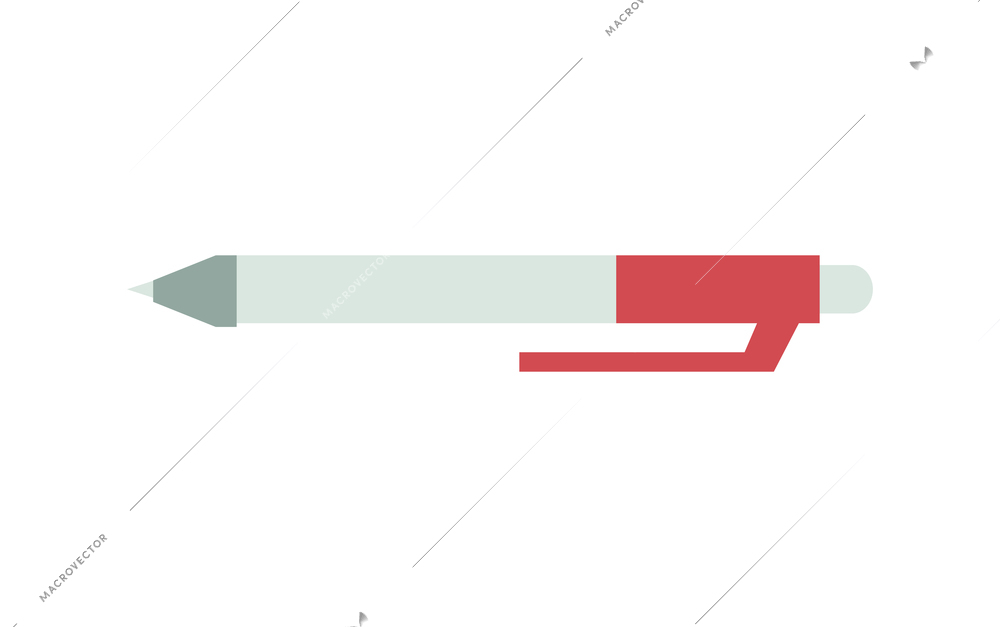 Top view on office workplace composition with isolated image of pen on blank background vector illustration