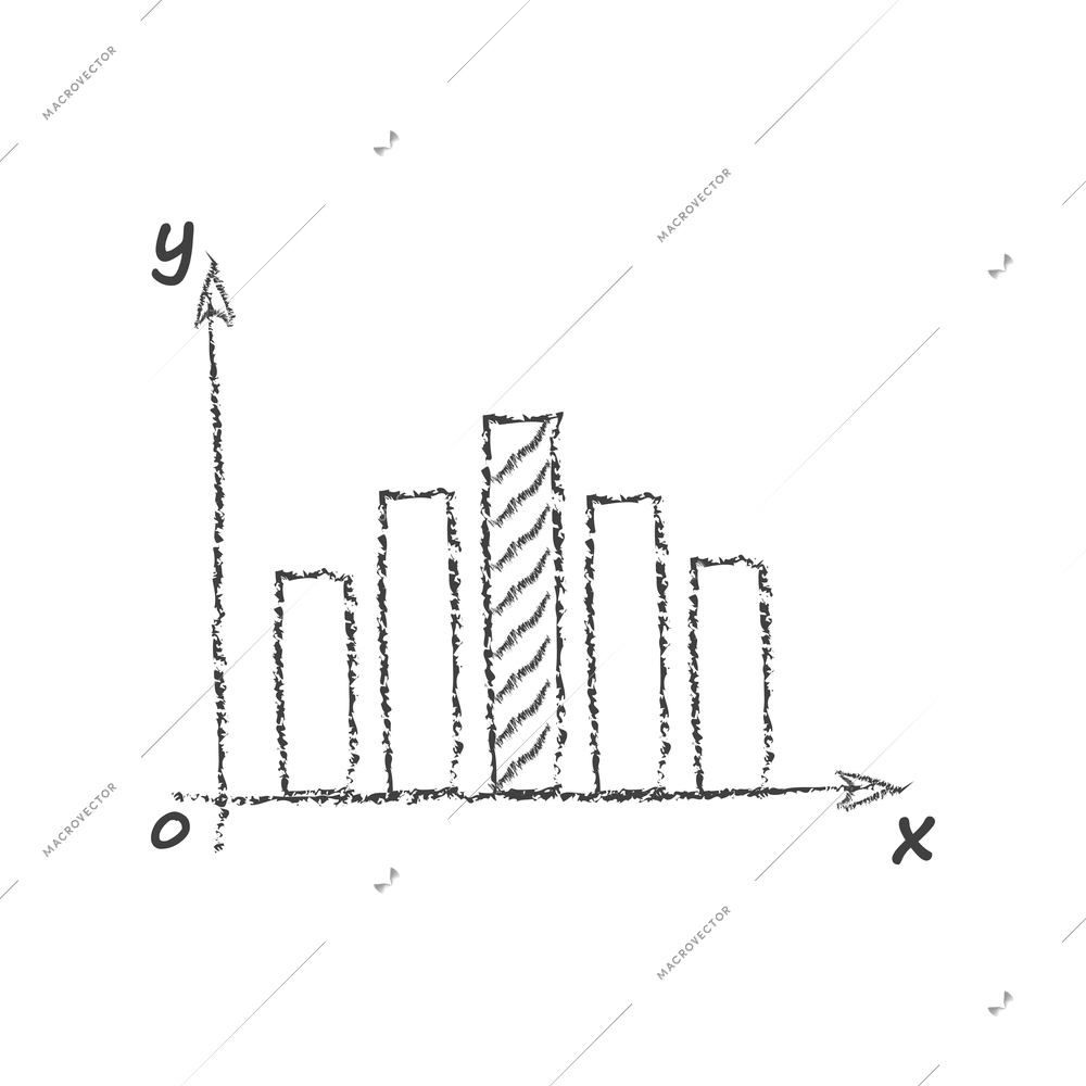 Hand drawn chalk diagrams composition with monochrome image of graph chart vector illustration