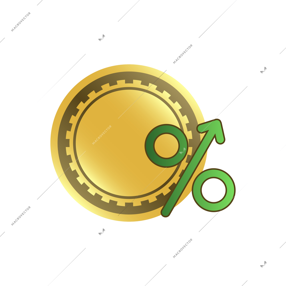 Coin composition with isolated icon of golden coin on blank background vector illustration