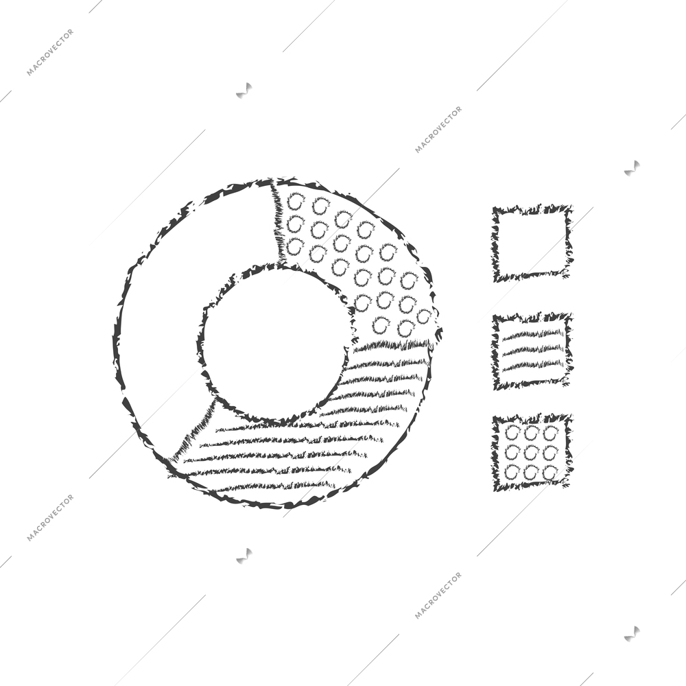 Hand drawn chalk diagrams composition with monochrome image of graph chart vector illustration