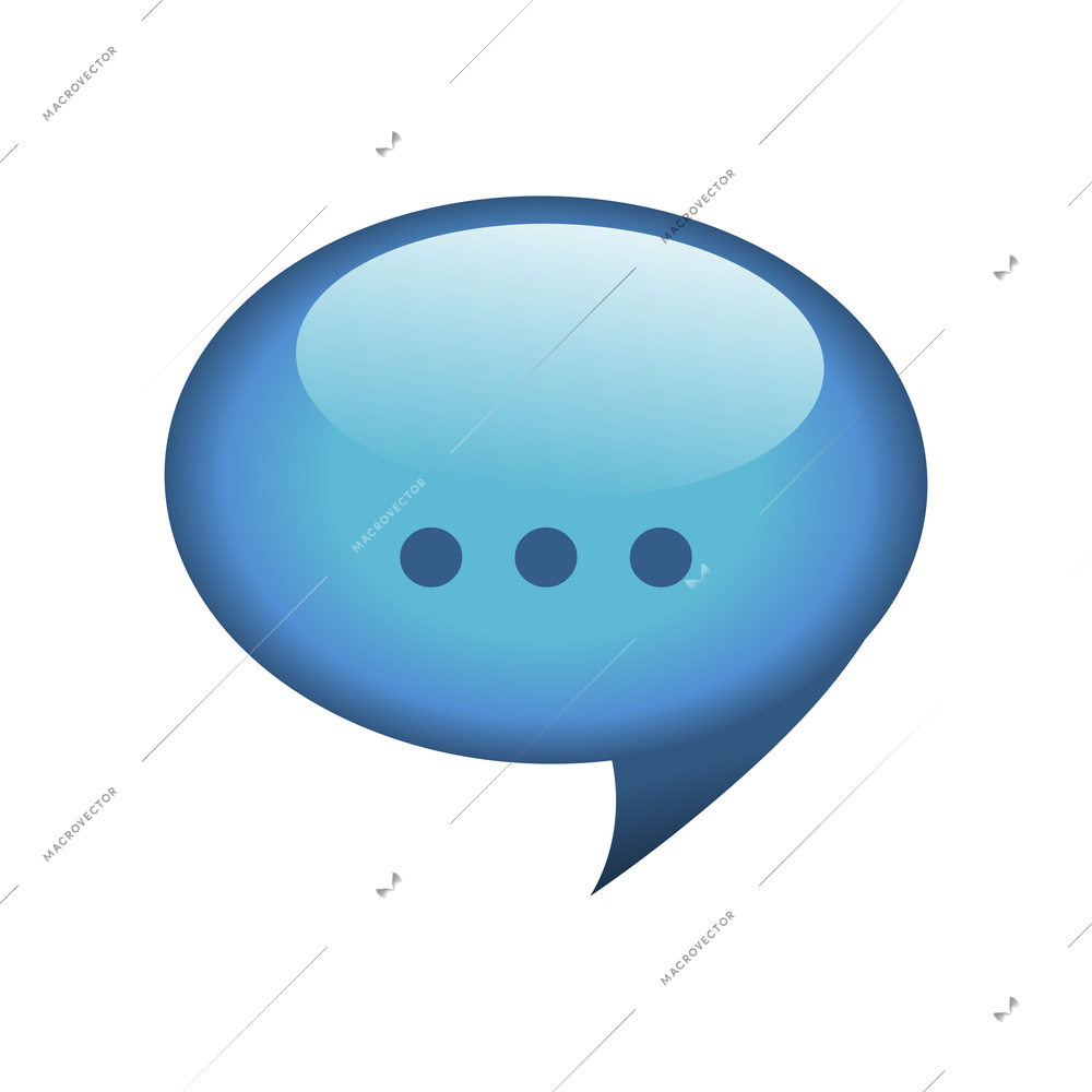 Mark icon composition with isolated image of blue 3d thought bubble with ellipsis mark vector illustration