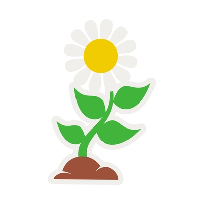 Growth composition with isolated icon of growing plant sprout with green leaves and sunflower vector illustration