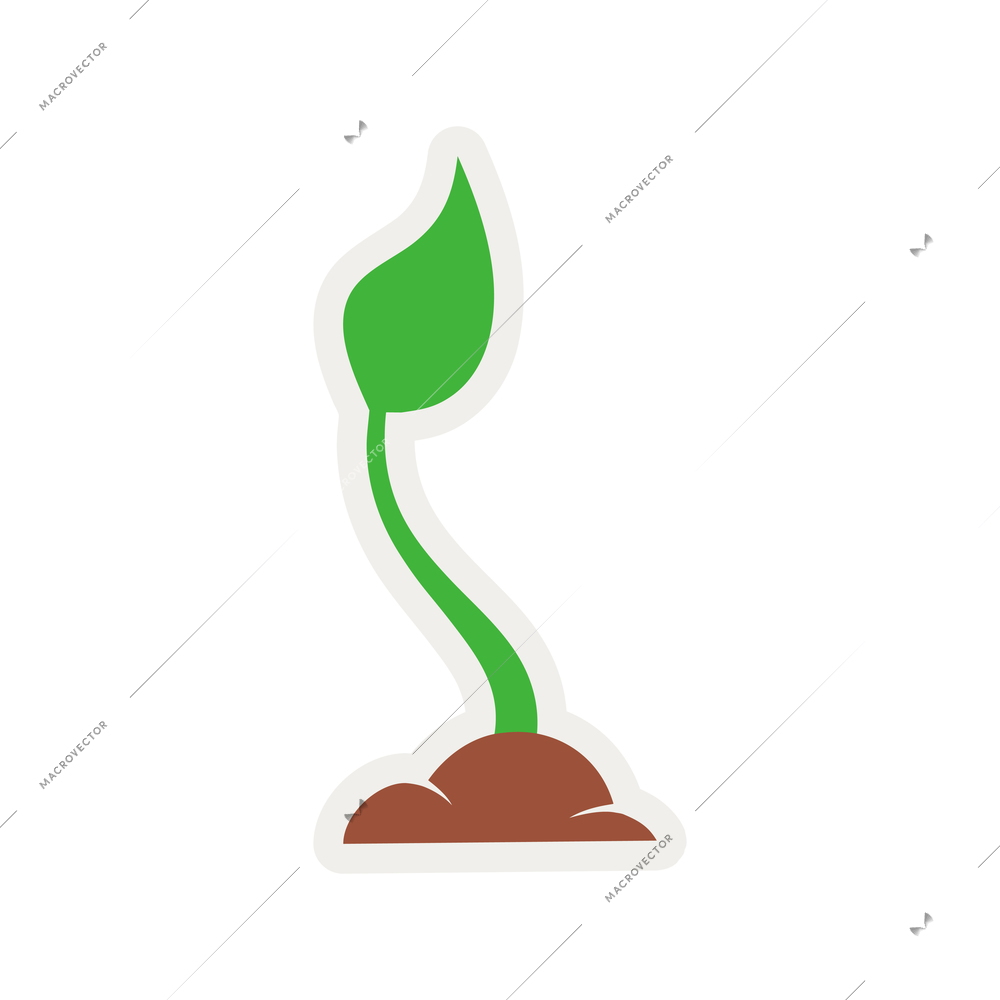 Growth composition with isolated icon of growing plant sprout with green leaf vector illustration