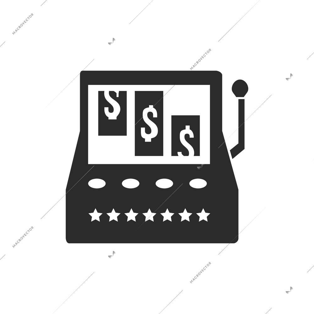 Casino icons composition with isolated monochrome flat image of slot machine vector illustration