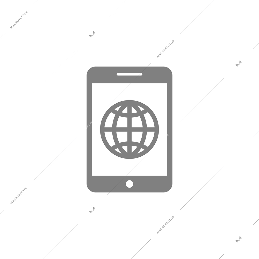 Online mobile application composition with contour icon of touchscreen gadget with pictogram flat isolated vector illustration
