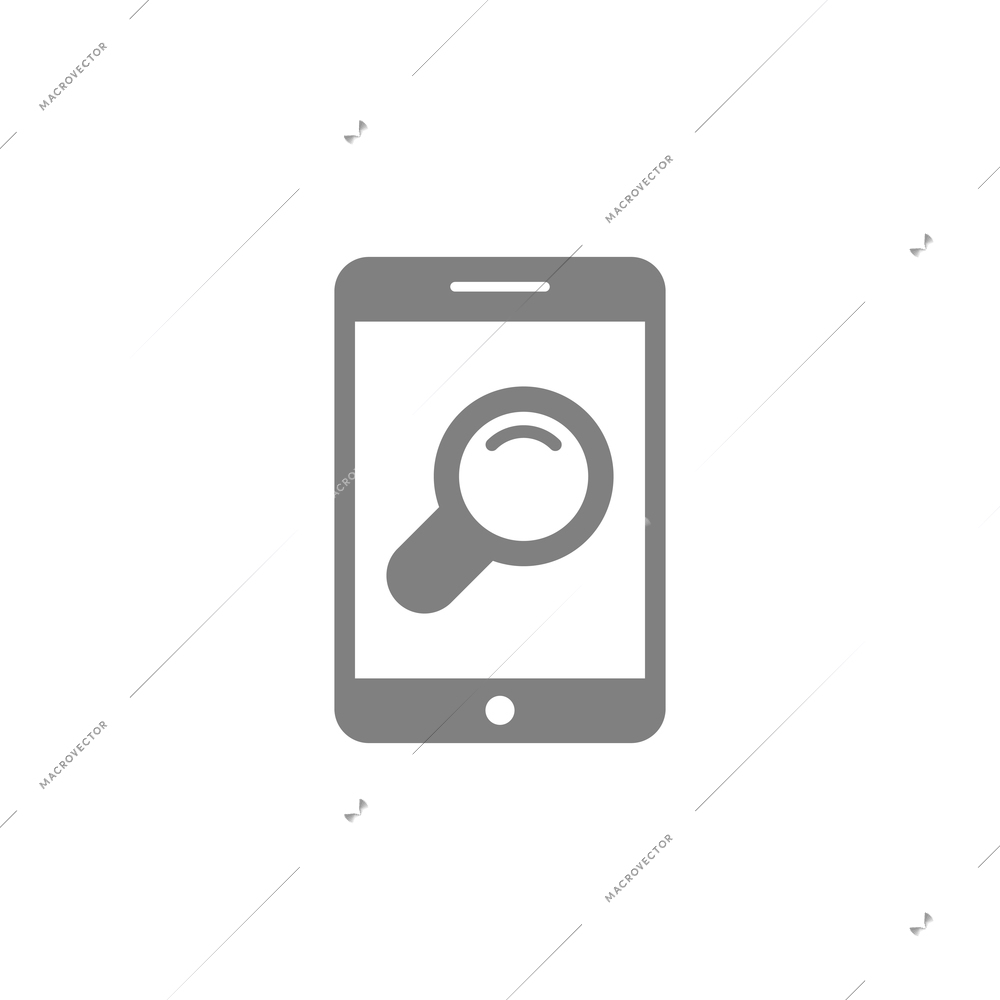 Online mobile application composition with contour icon of touchscreen gadget with pictogram flat isolated vector illustration