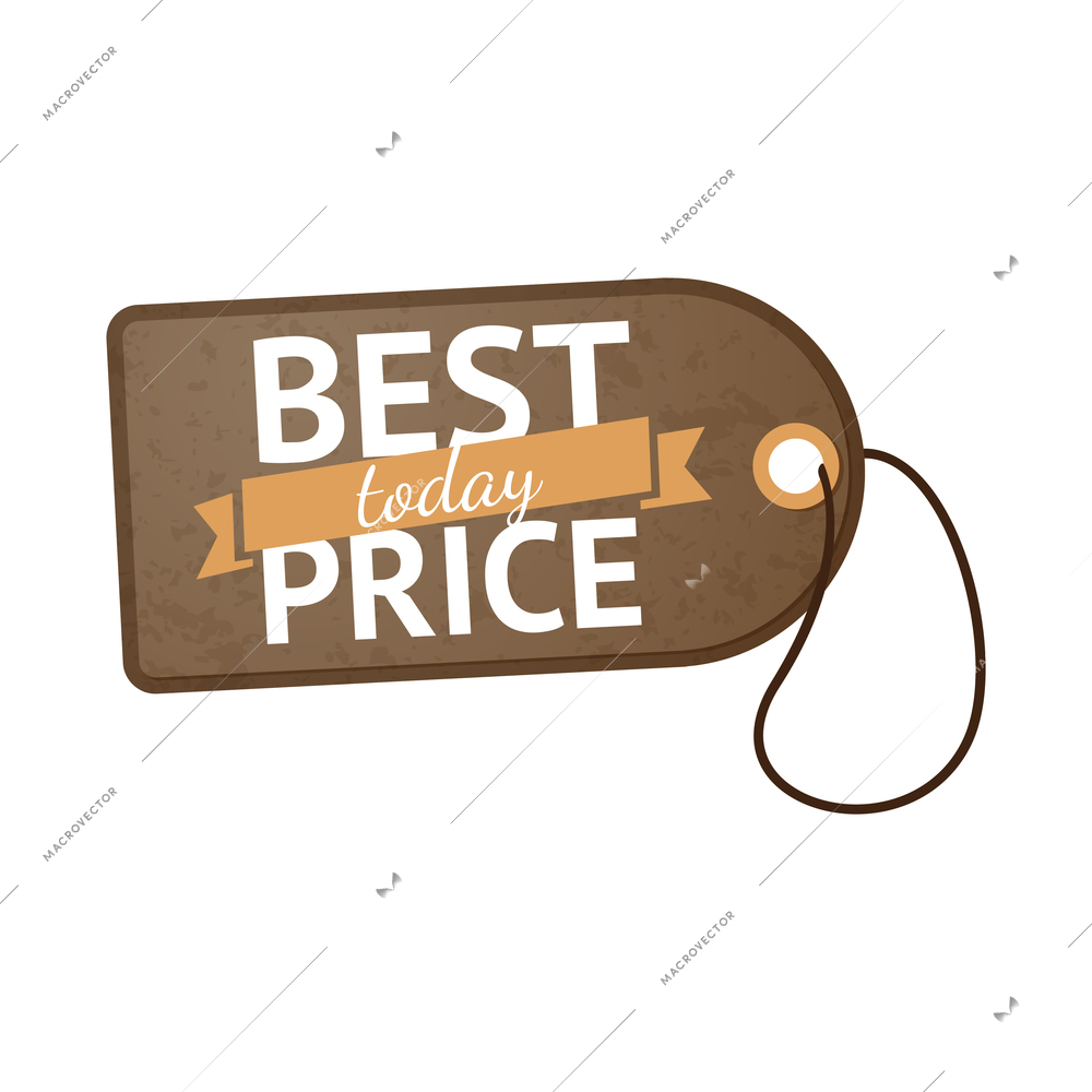 Sale tags composition with isolated image of retail cardboard tag with editable text vector illustration