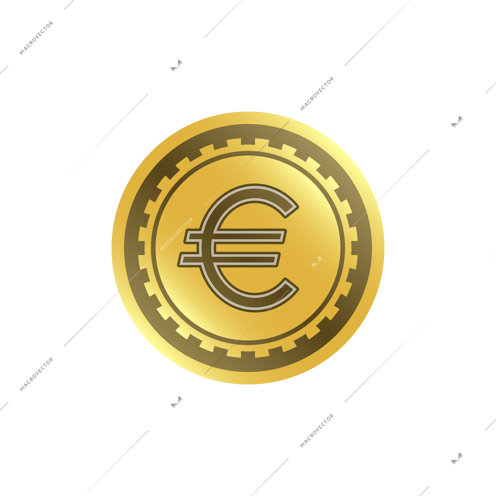 Coin composition with isolated icon of golden coin on blank background vector illustration