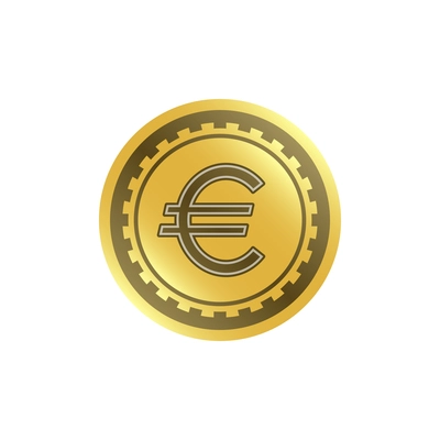 Coin composition with isolated icon of golden coin on blank background vector illustration