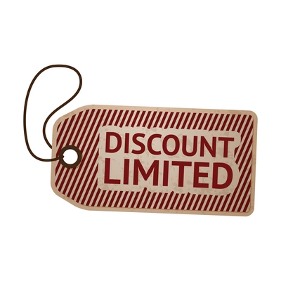 Sale badge composition with isolated image of discount tag with editable text vector illustration