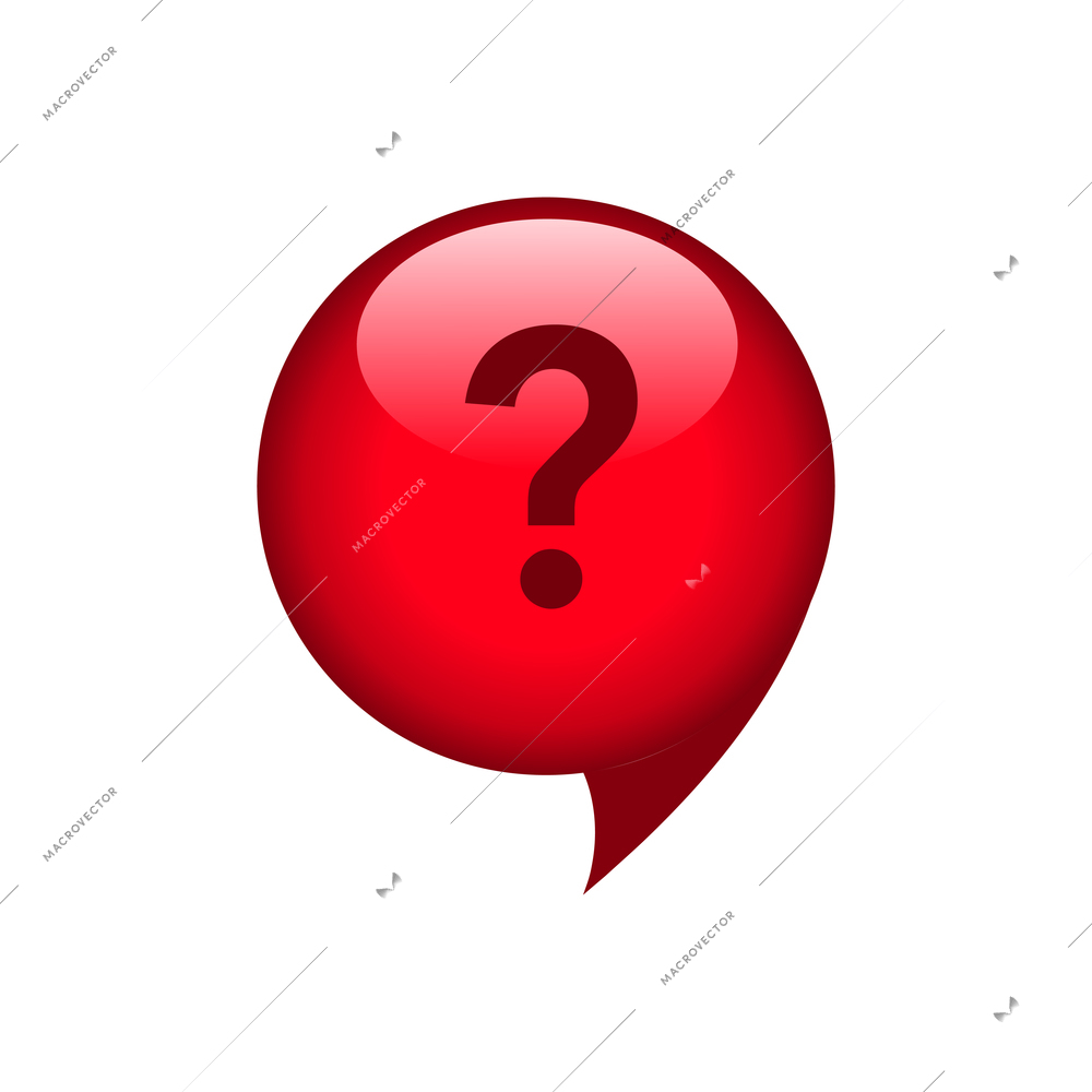 Mark icon composition with isolated image of red 3d thought bubble with question mark vector illustration