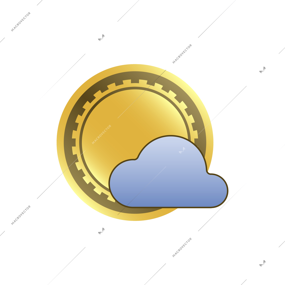 Coin composition with isolated icon of golden coin on blank background vector illustration