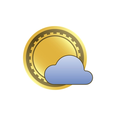 Coin composition with isolated icon of golden coin on blank background vector illustration