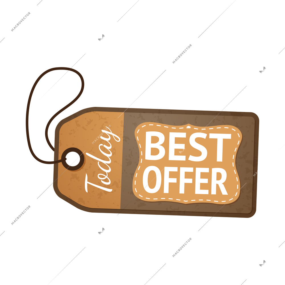 Sale tags composition with isolated image of retail cardboard tag with editable text vector illustration