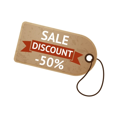 Sale badge composition with isolated image of discount tag with editable text vector illustration