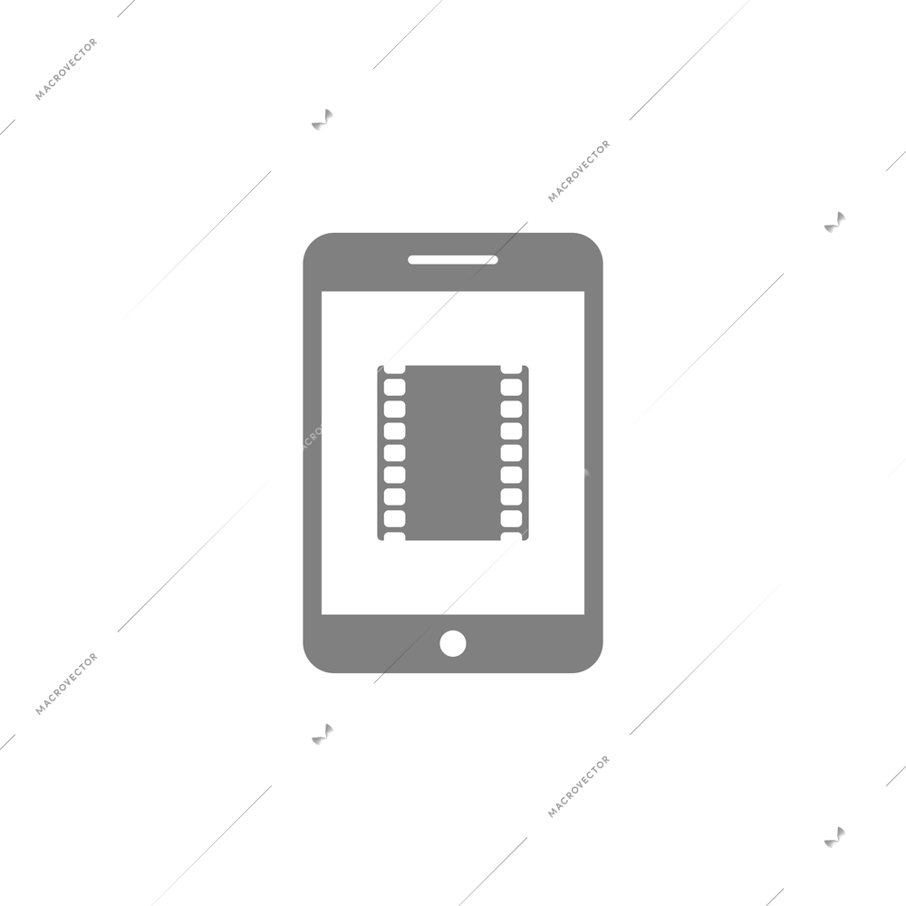 Online mobile application composition with contour icon of touchscreen gadget with pictogram flat isolated vector illustration