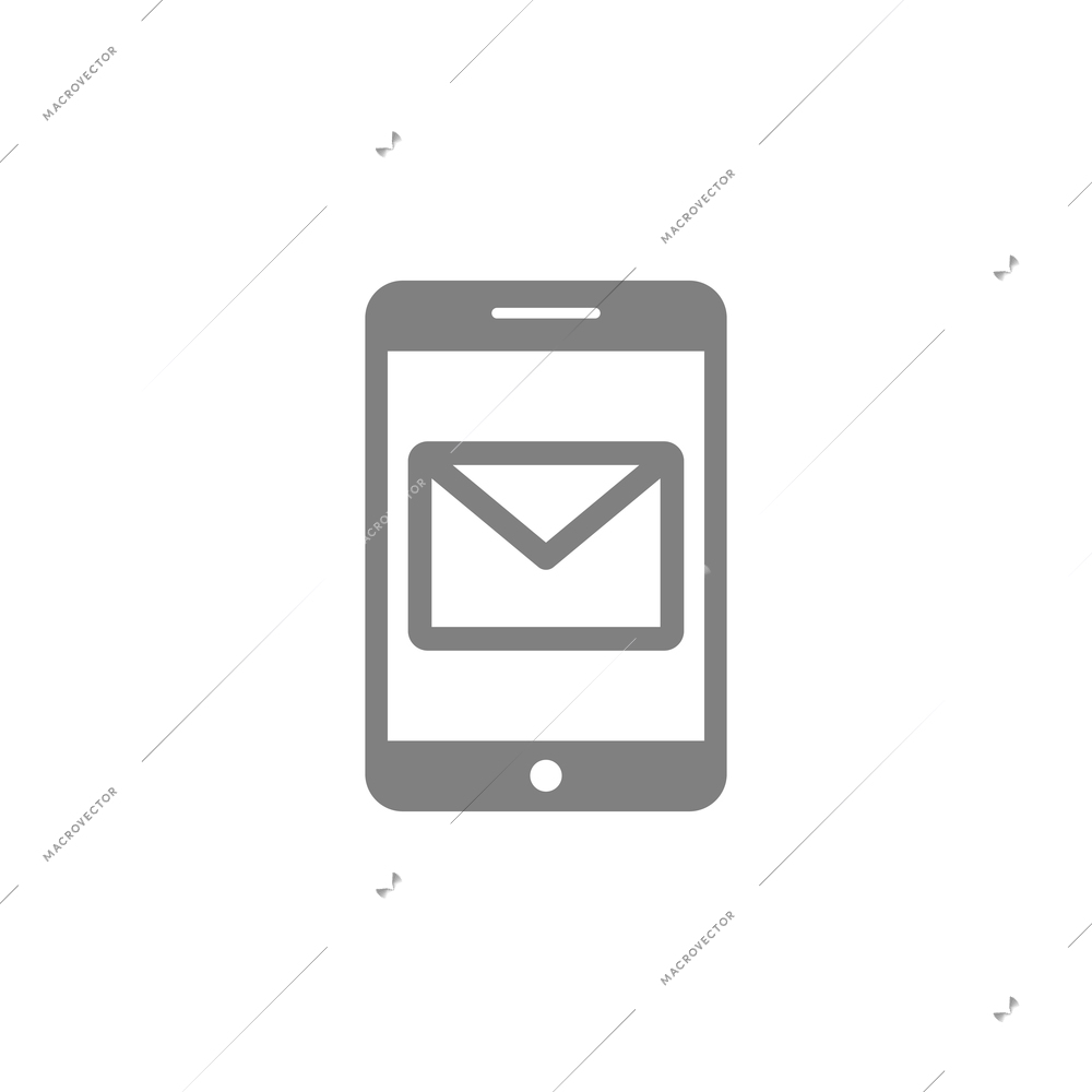 Online mobile application composition with contour icon of touchscreen gadget with pictogram flat isolated vector illustration