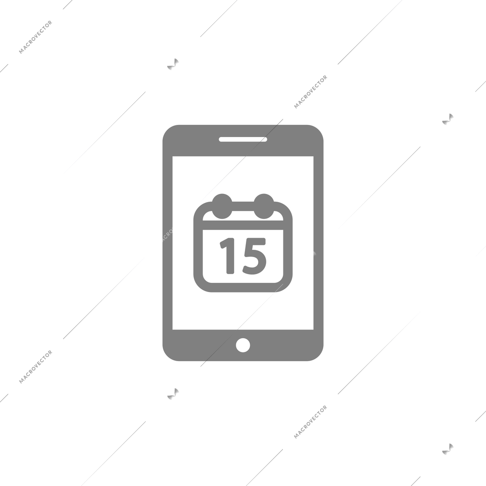 Online mobile application composition with contour icon of touchscreen gadget with pictogram flat isolated vector illustration