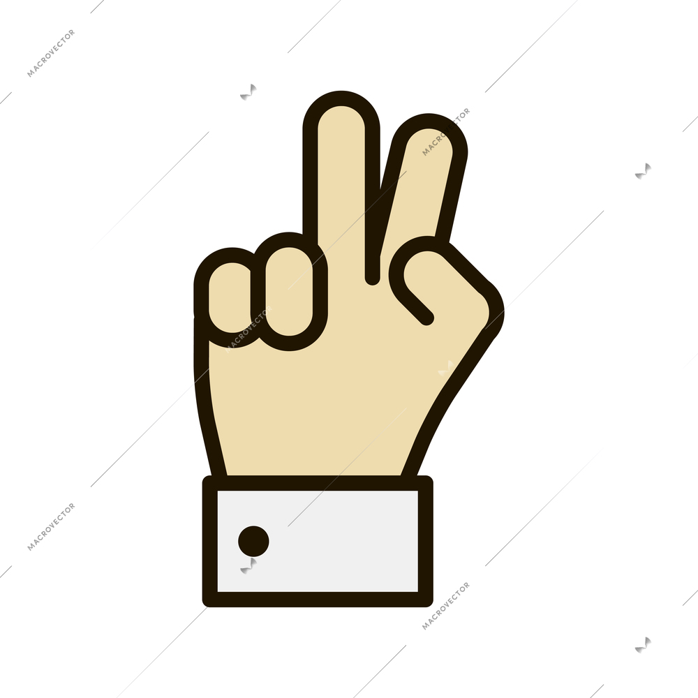 Hand gestures contour composition with isolated business hand fingers sign on blank background vector illustration