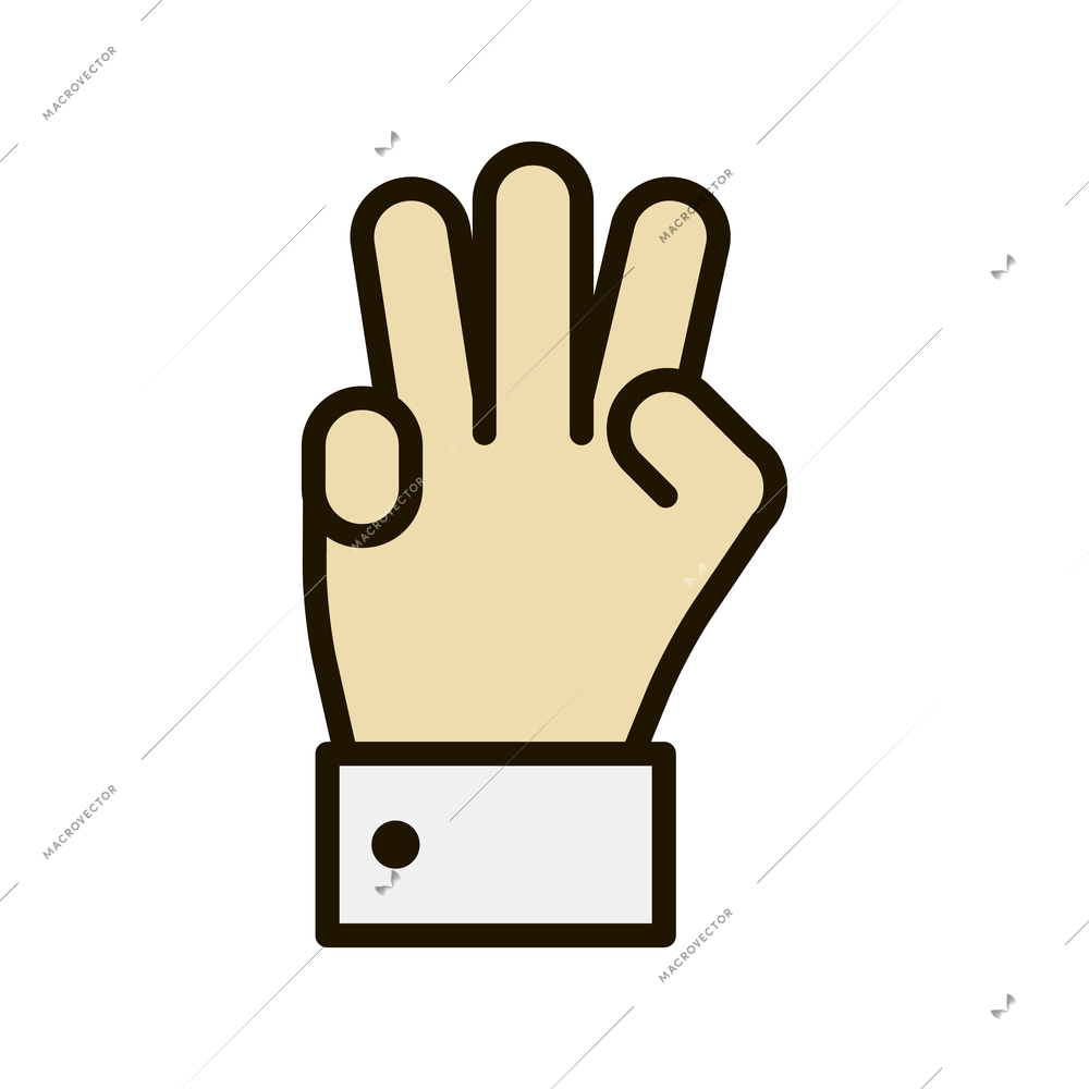 Hand gestures contour composition with isolated business hand fingers sign on blank background vector illustration