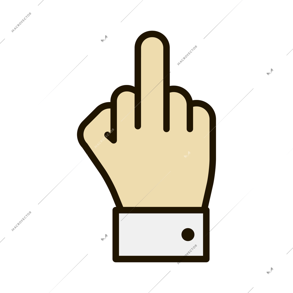 Hand gestures contour composition with isolated business hand fingers sign on blank background vector illustration