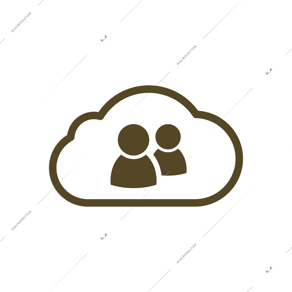 Generic cloud computing contour composition with flat isolated pictogram on blank background vector illustration