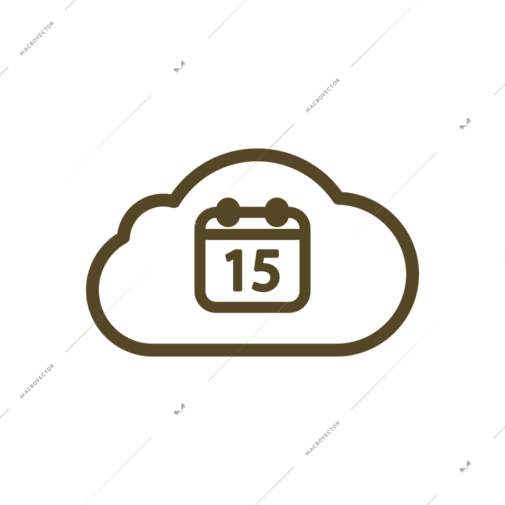 Generic cloud computing contour composition with flat isolated pictogram on blank background vector illustration