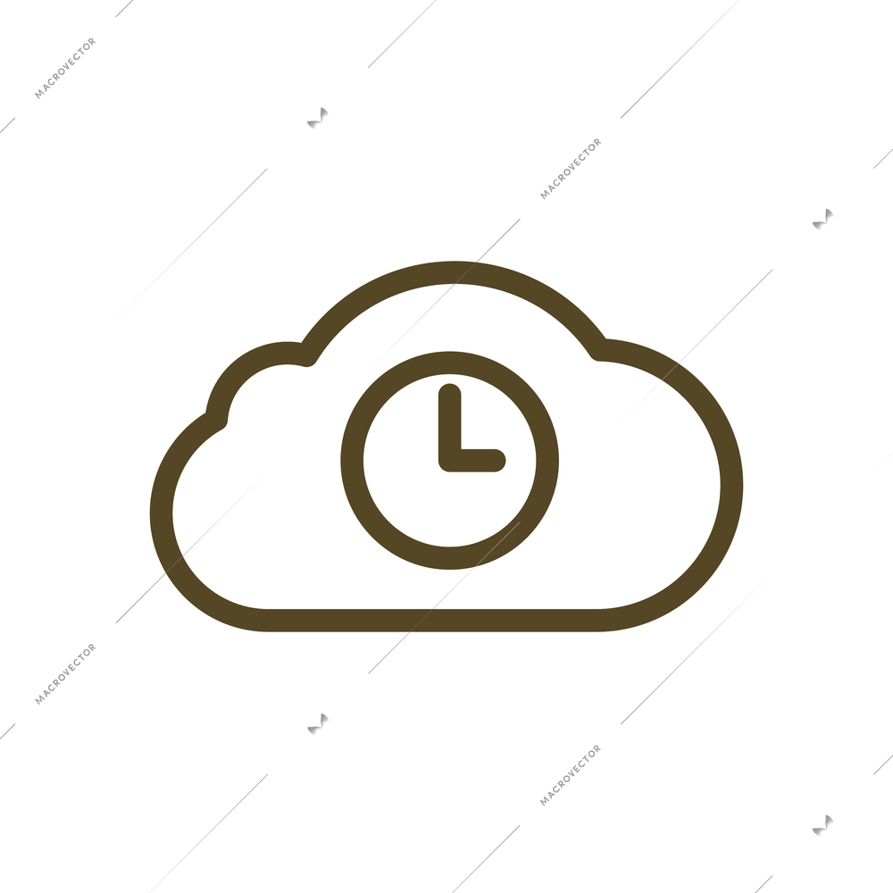 Generic cloud computing contour composition with flat isolated pictogram on blank background vector illustration