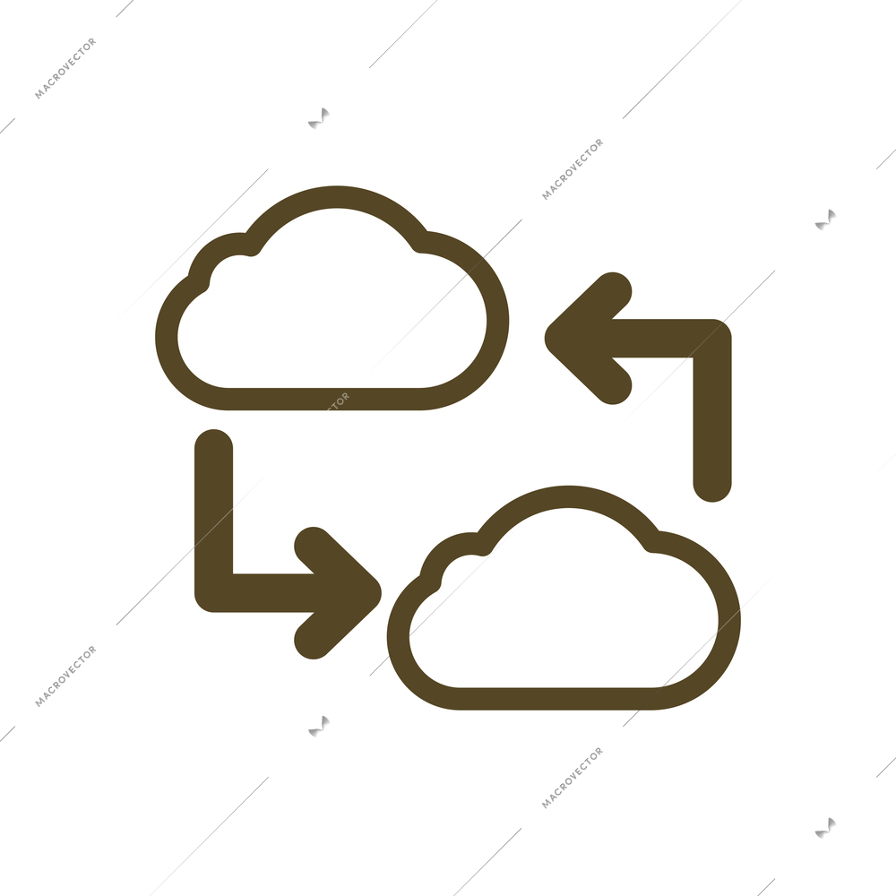 Generic cloud computing contour composition with flat isolated pictogram on blank background vector illustration