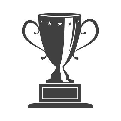 Badge icon composition with isolated monochrome image of cup award on blank background vector illustration