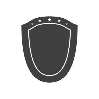 Badge icon composition with isolated monochrome image of empty shield shaped award on blank background vector illustration