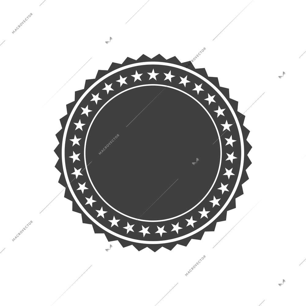 Badge icon composition with isolated monochrome image of empty circle shaped award on blank background vector illustration