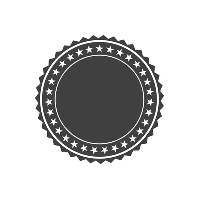 Badge icon composition with isolated monochrome image of empty circle shaped award on blank background vector illustration