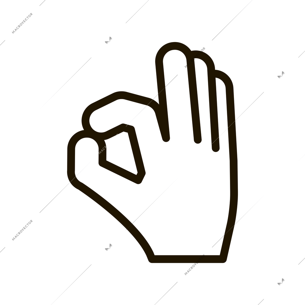 Hand gestures contour composition with isolated fingers sign on blank background vector illustration