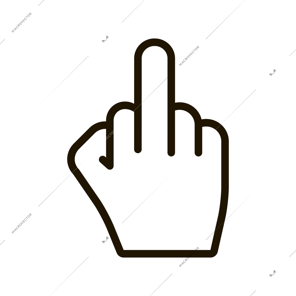 Hand gestures contour composition with isolated fingers sign on blank background vector illustration